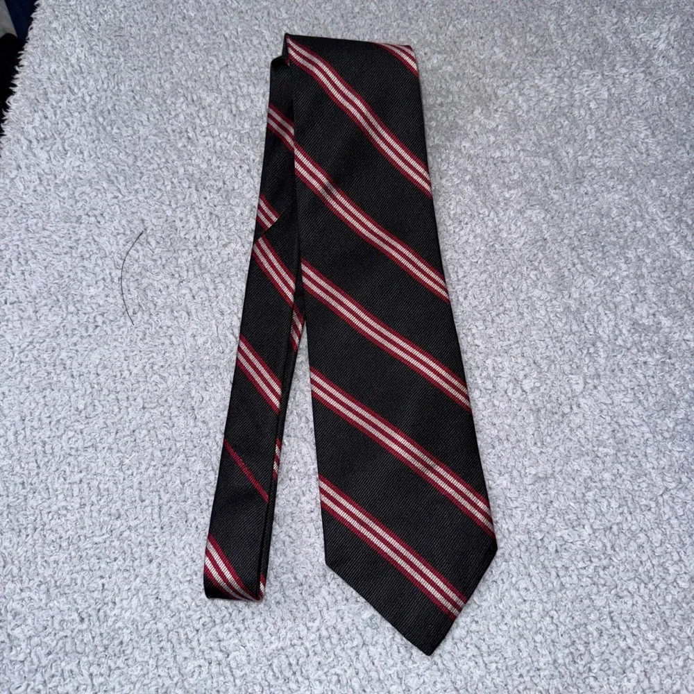 Vtg‎ Wembley Mens Tie Black Red White Striped Necktie Business Formal Office